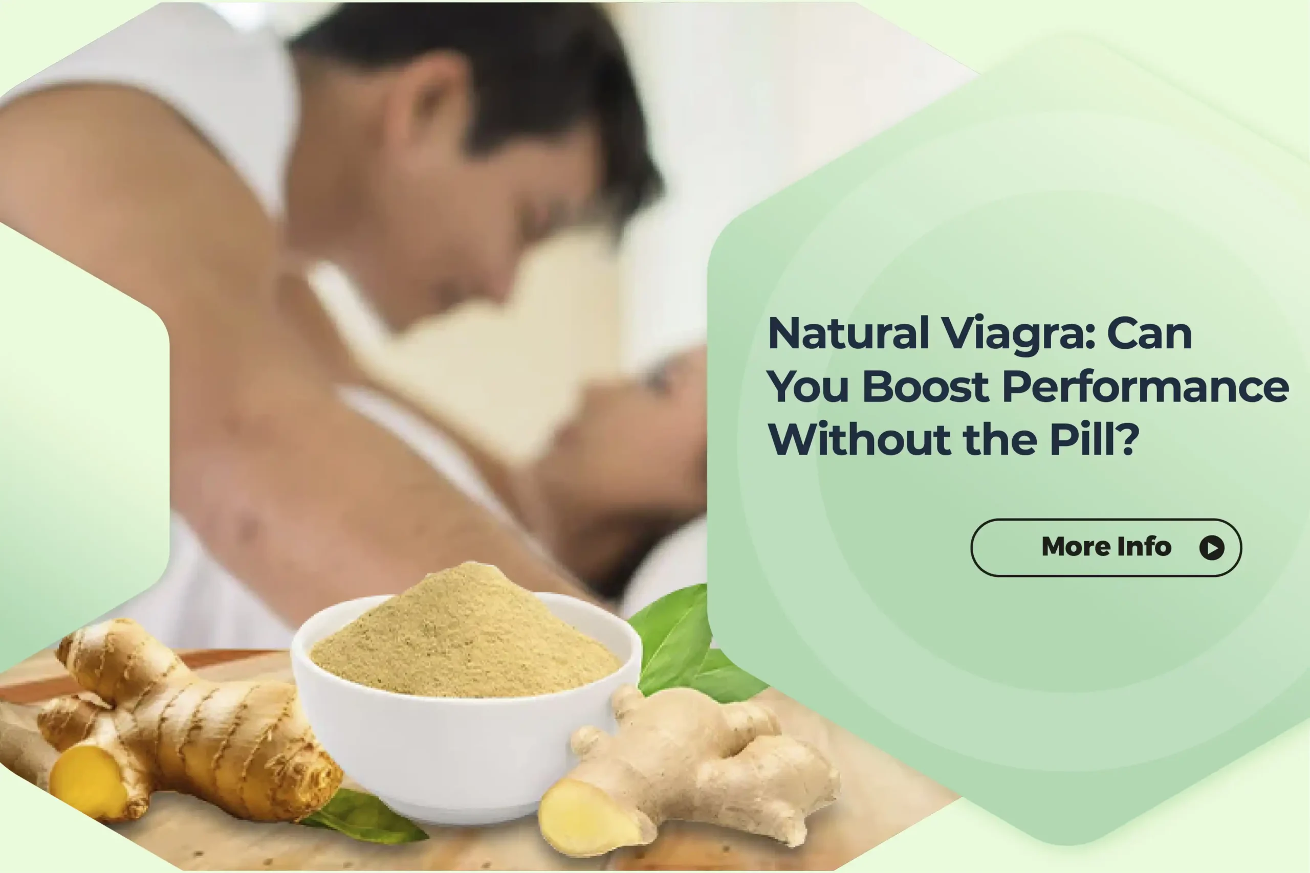 "Natural Viagra concept with ginger and couple in background."