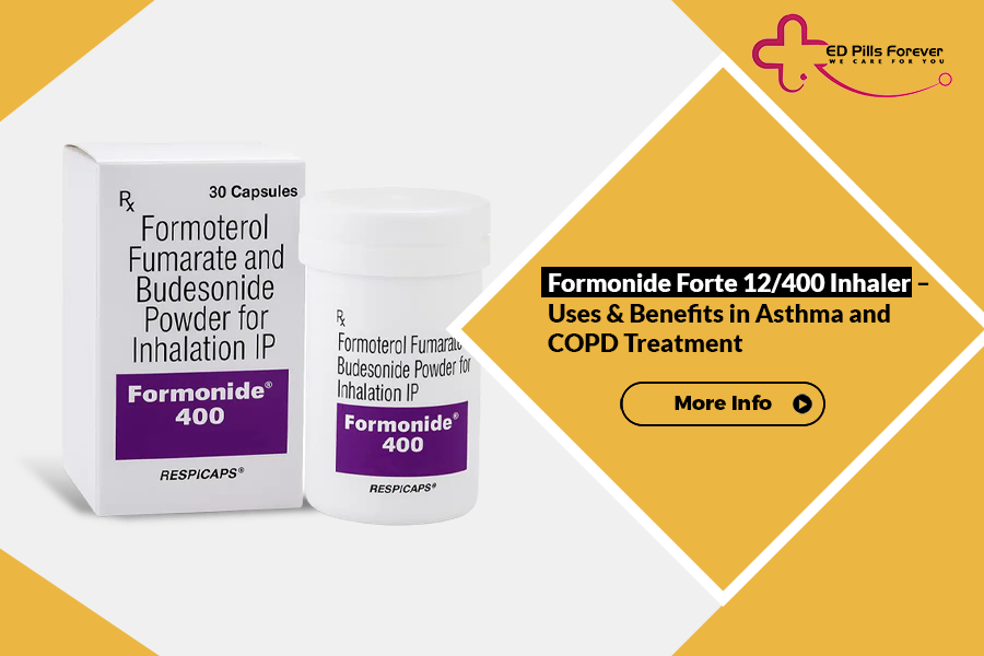 Formonide Forte 12/400 Inhaler for asthma and COPD relief with Formoterol and Budesonide.