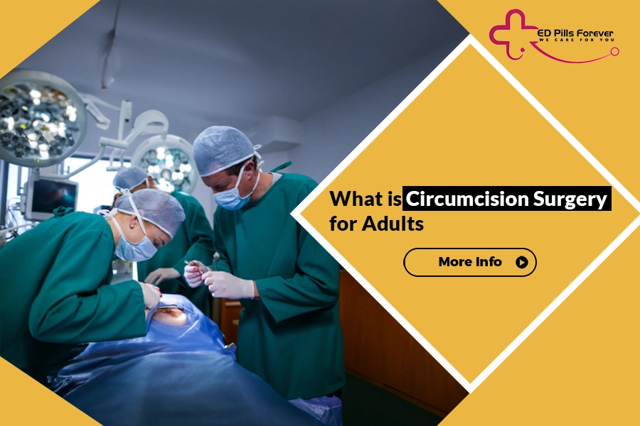 “Banner showing doctors performing adult circumcision surgery.”