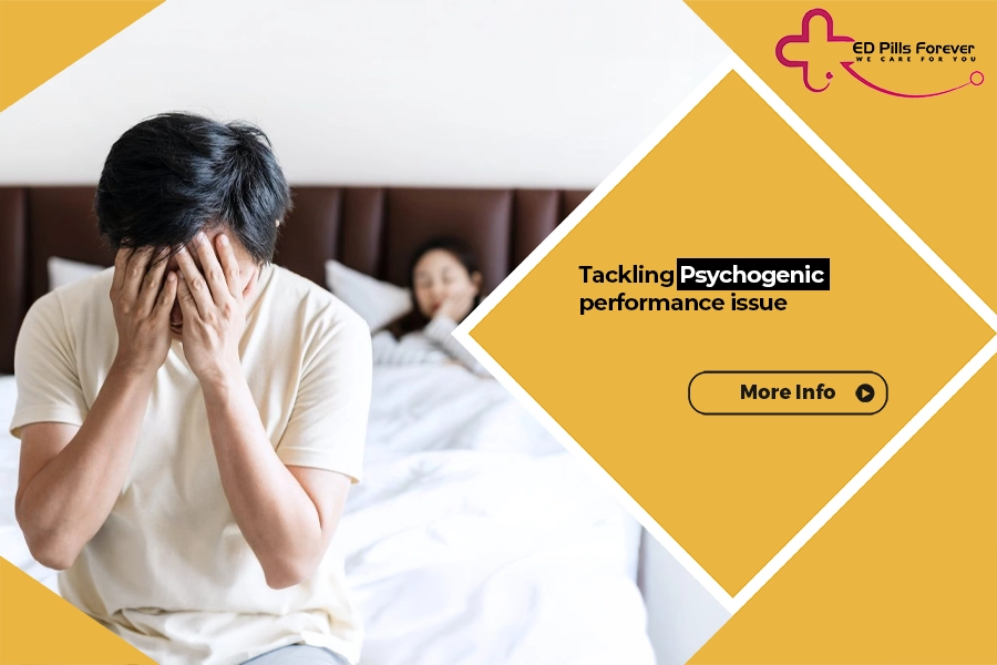 Man stressed in bedroom due to psychogenic ED