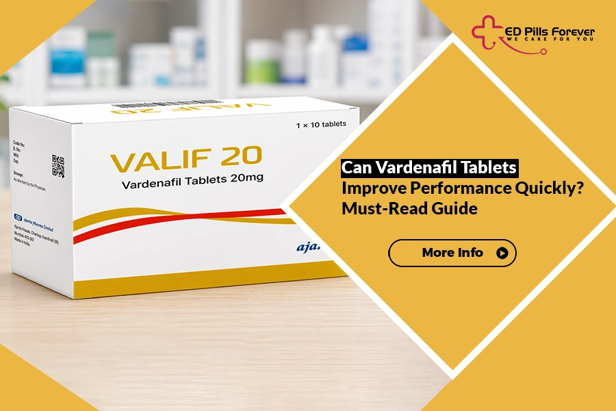 Valif 20 mg vardenafil tablets box for erectile dysfunction with fast-acting performance guide