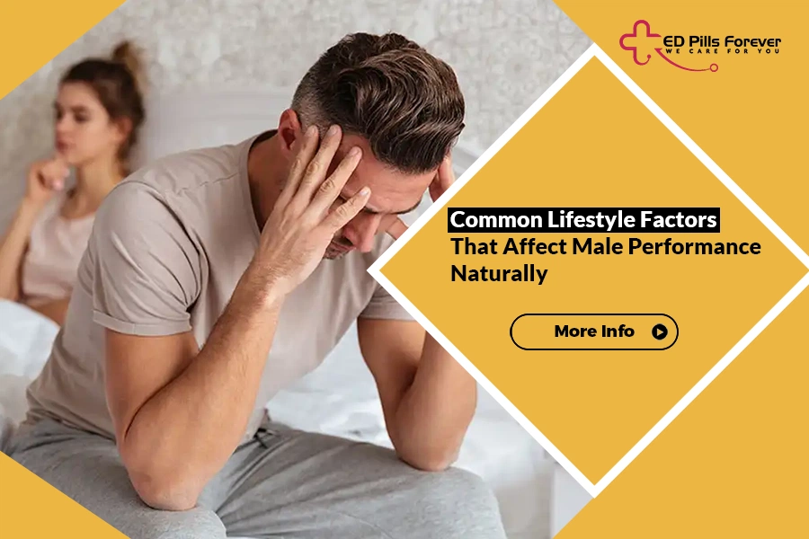 Man dealing with fatigue and lifestyle issues that affect male performance naturally