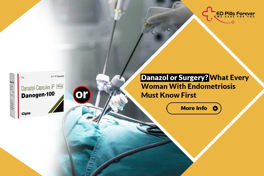 Woman reviewing Danazol or Surgery endometriosis treatment options with her healthcare specialist.