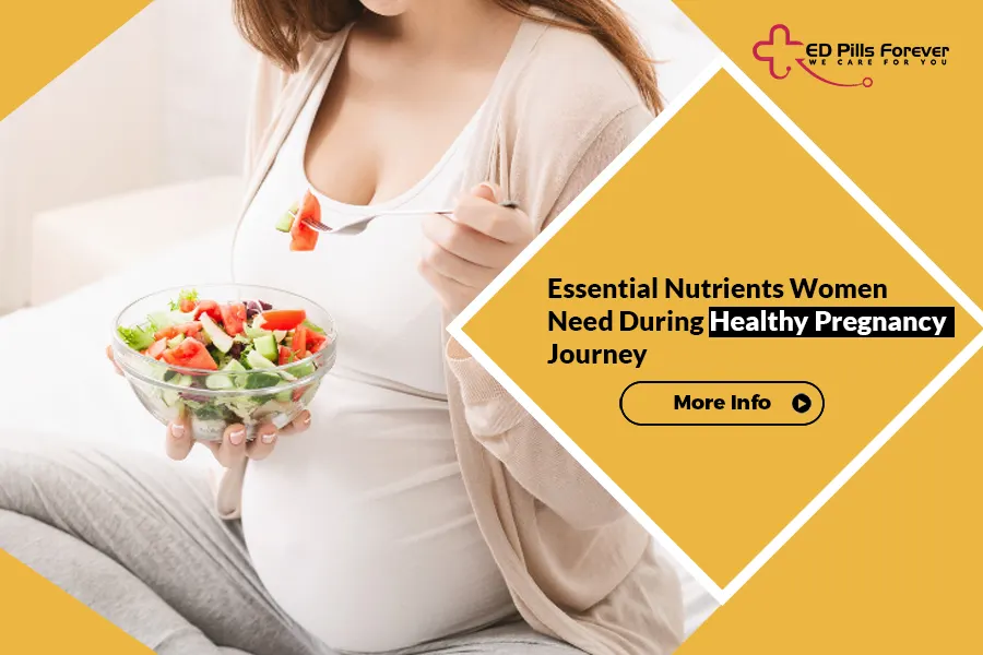 Woman following a balanced diet to get essential nutrients during pregnancy
