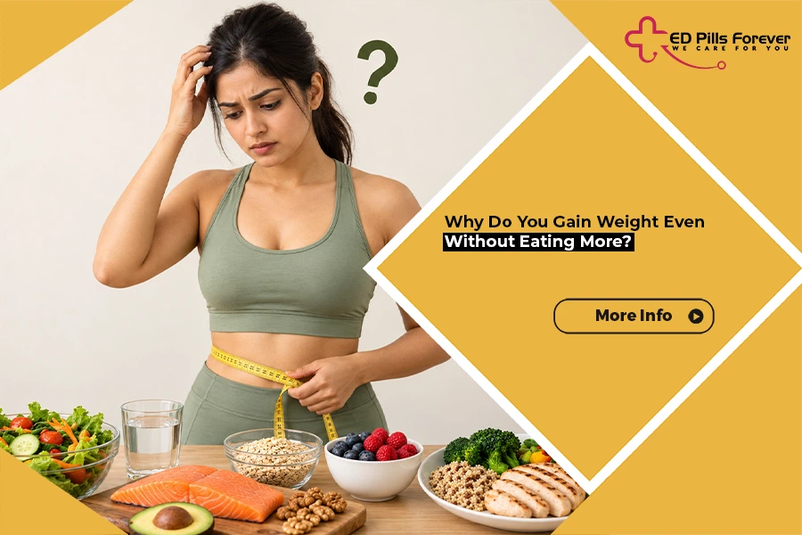 Why do you gain weight without eating more? Woman measuring her waist while exploring weight management.